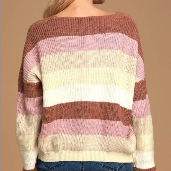 Lulu’s Sundae Cream Multi Striped Sweater - Picture 5 of 6